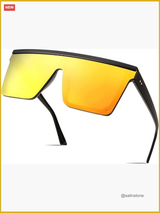 Oversized Square Flat Top Sunglasses with UV400 Protection